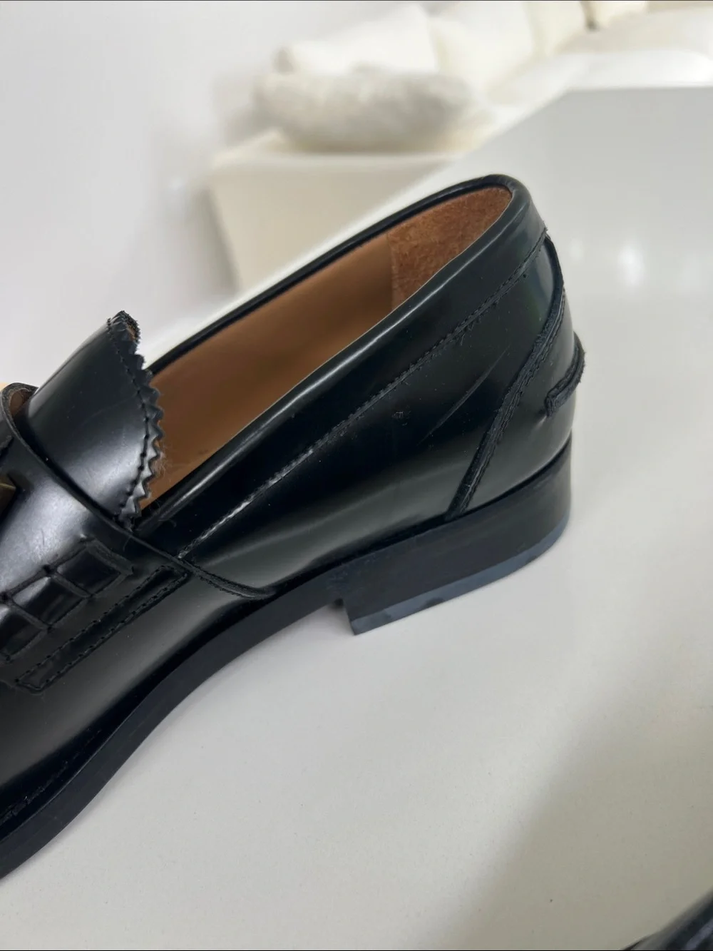 Versace black leather gold tone hardware loafers size 41